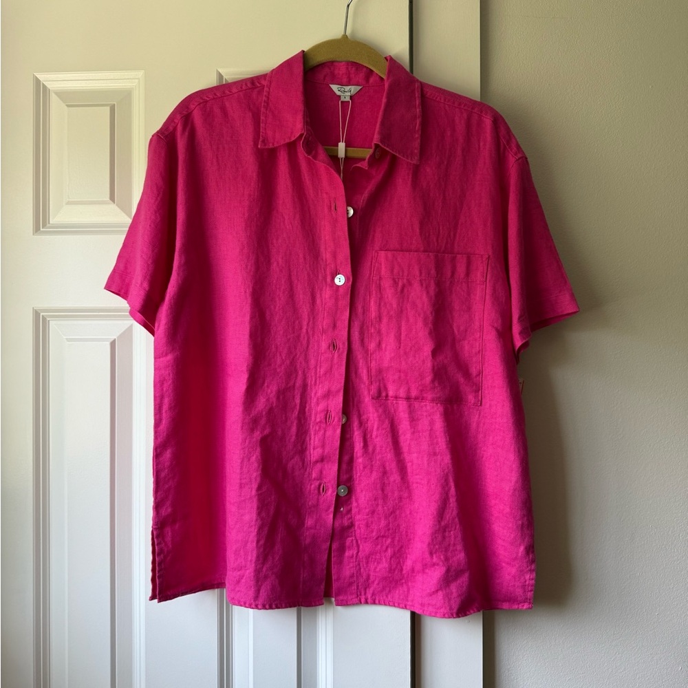 Rails Pink Casual Linen Button Down Shirt. Size Small.